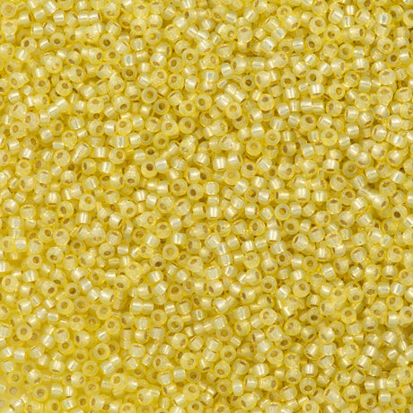 50g Miyuki Round Seed Bead 11/0 Silver Lined Dyed Pale Yellow (554)