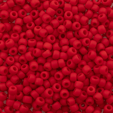 50g Toho Round Seed Bead 8/0 Opaque Matte Orange Red (45AF)