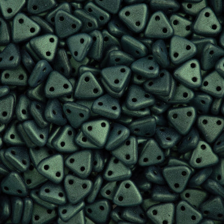 CzechMates 6mm Two Hole Triangle Beads Metallic Suede Light Green 8g Tube (79051)