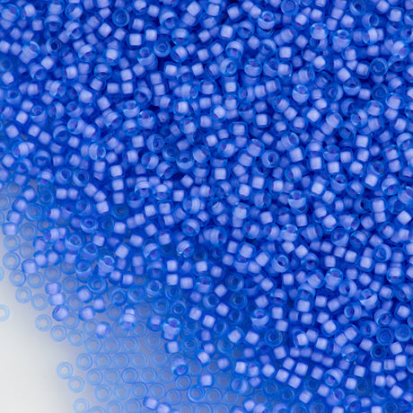 50g Miyuki Round Seed Bead 11/0 Semi Matte Blue Lined Cornflower 11-1929