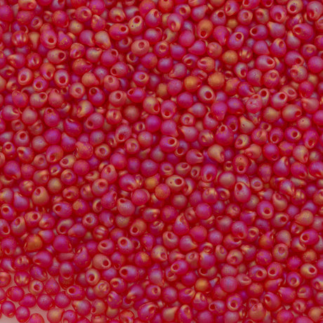 Tiny Miyuki Drop Seed Bead Transparent Matte Red AB 9g Tube (140FR)