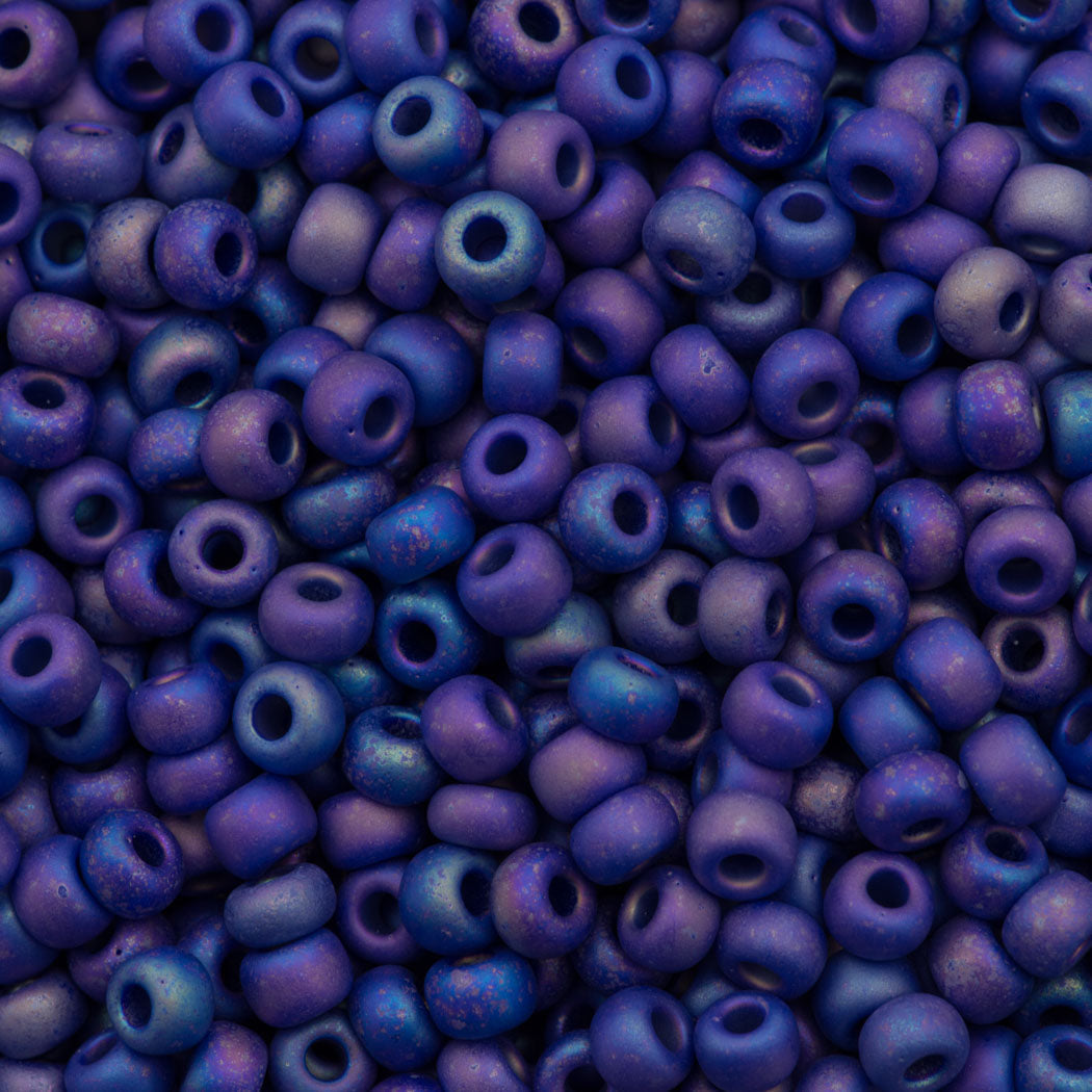 Miyuki Round Seed Beads 5/0 Opaque Matte Cobalt AB 20g Tube (414FR)