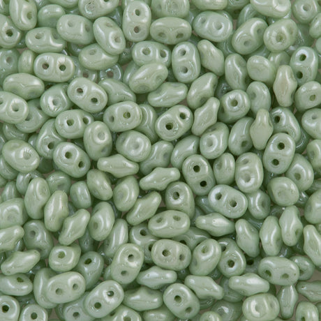 Super Duo 2x5mm Two Hole Beads Prairie Green Luster (14457)