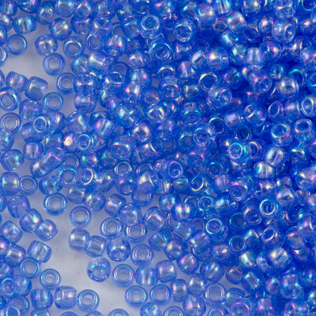 Toho Round Seed Beads 6/0 Transparent Light Blue AB 2.5-inch tube (168)