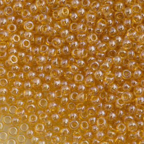 Toho Round Seed Bead 11/0 Transparent Medium Topaz Luster 19g Tube (103b)