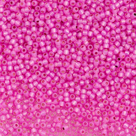 50g toho Round Seed Bead 8/0 Permanent Finish Silver Lined Milky Hot Pink (2107PF)