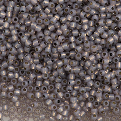 50g Toho Round Seed Bead 11/0 Permanent Finish Silver Lined Milky Grey (2115PF)