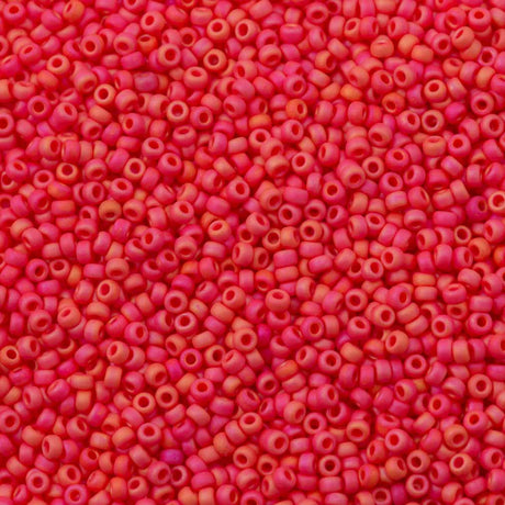 Miyuki Round Seed Bead 11/0 Opaque Vermilion Red AB (407FR)