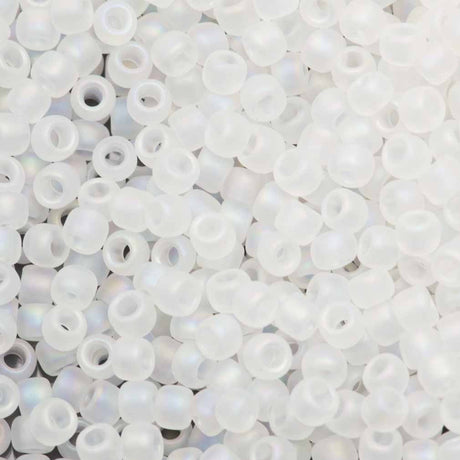 Toho Round Seed Beads 6/0 Transparent Matte Crystal AB 2.5-inch tube (161F)