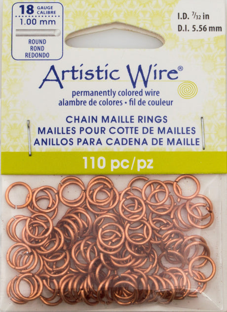 Artistic Wire Copper 7.7mm Jump Ring 110pc 18 ga, I.D. 5.56mm