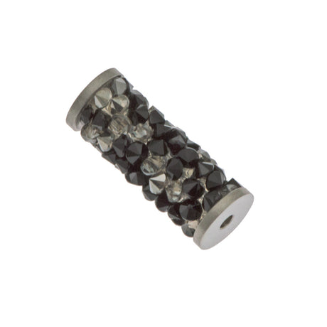 TRUE CRYSTAL 15mm Fine Rock Tube Jet Crystal Metallic Silver Steel (001 MULTI)