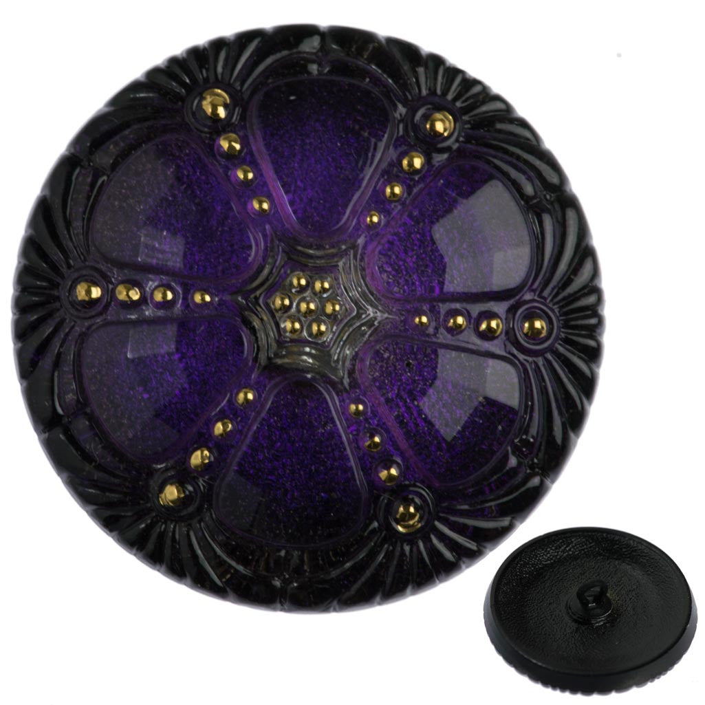 Czech 27mm Purple Wheel Glass Button