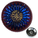 Czech 28mm Blue and Red Daisy Flower Glass Button