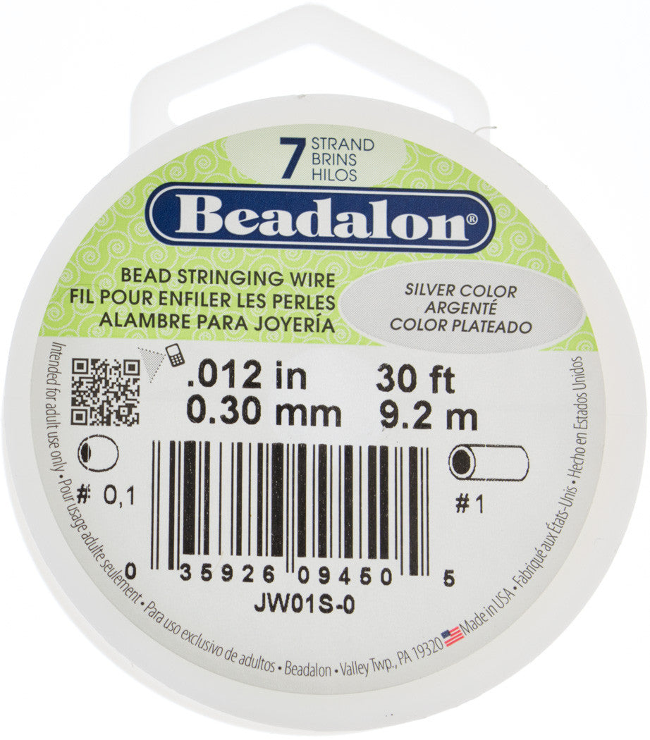 Beadalon 7 Strand Silver .3mm Beading Wire 30ft