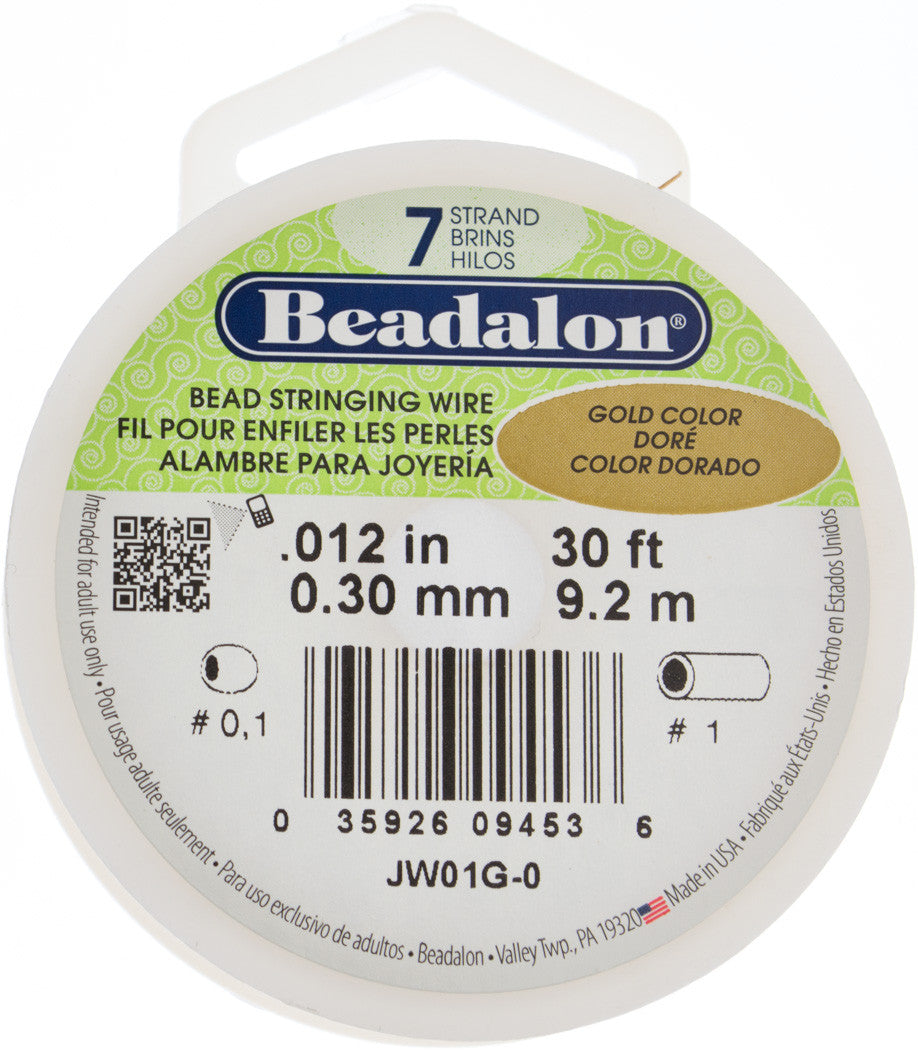 Beadalon 7 Strand Gold .3mm Beading Wire 30ft