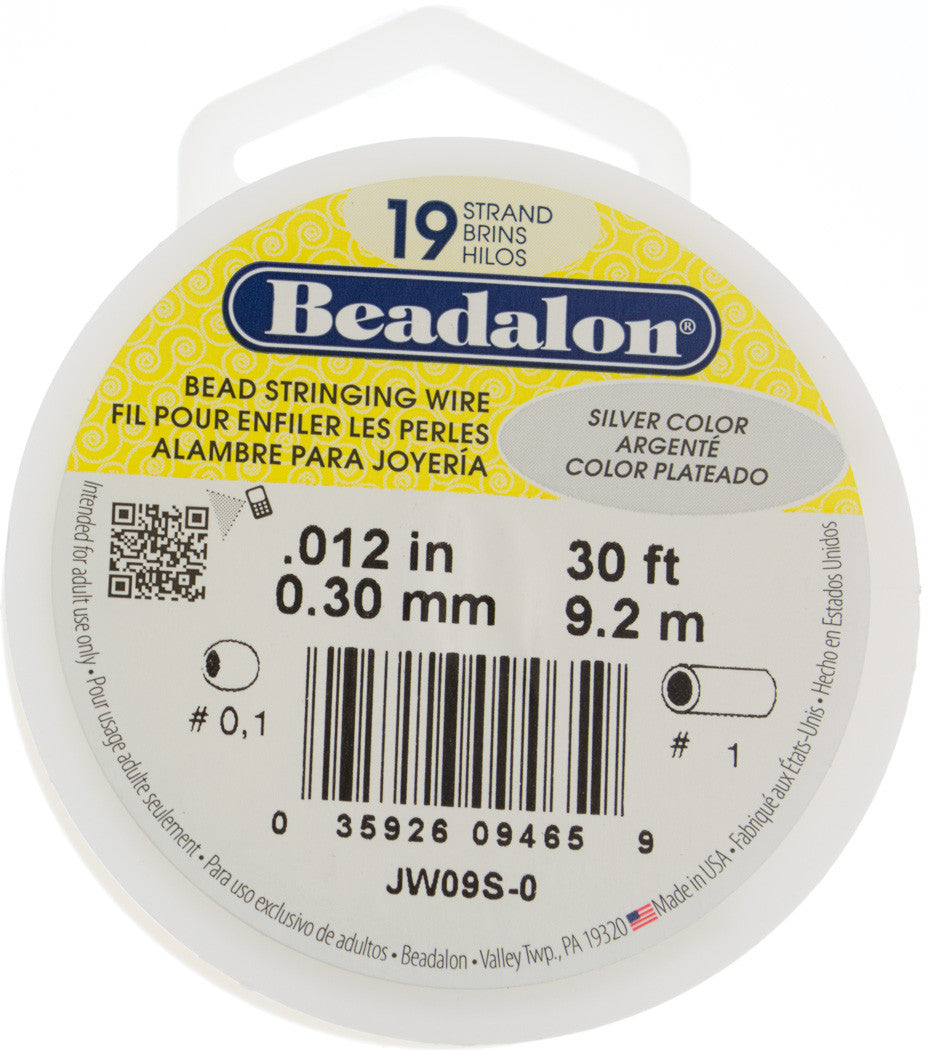 Beadalon 19 Strand Silver .3mm Beading Wire 30ft