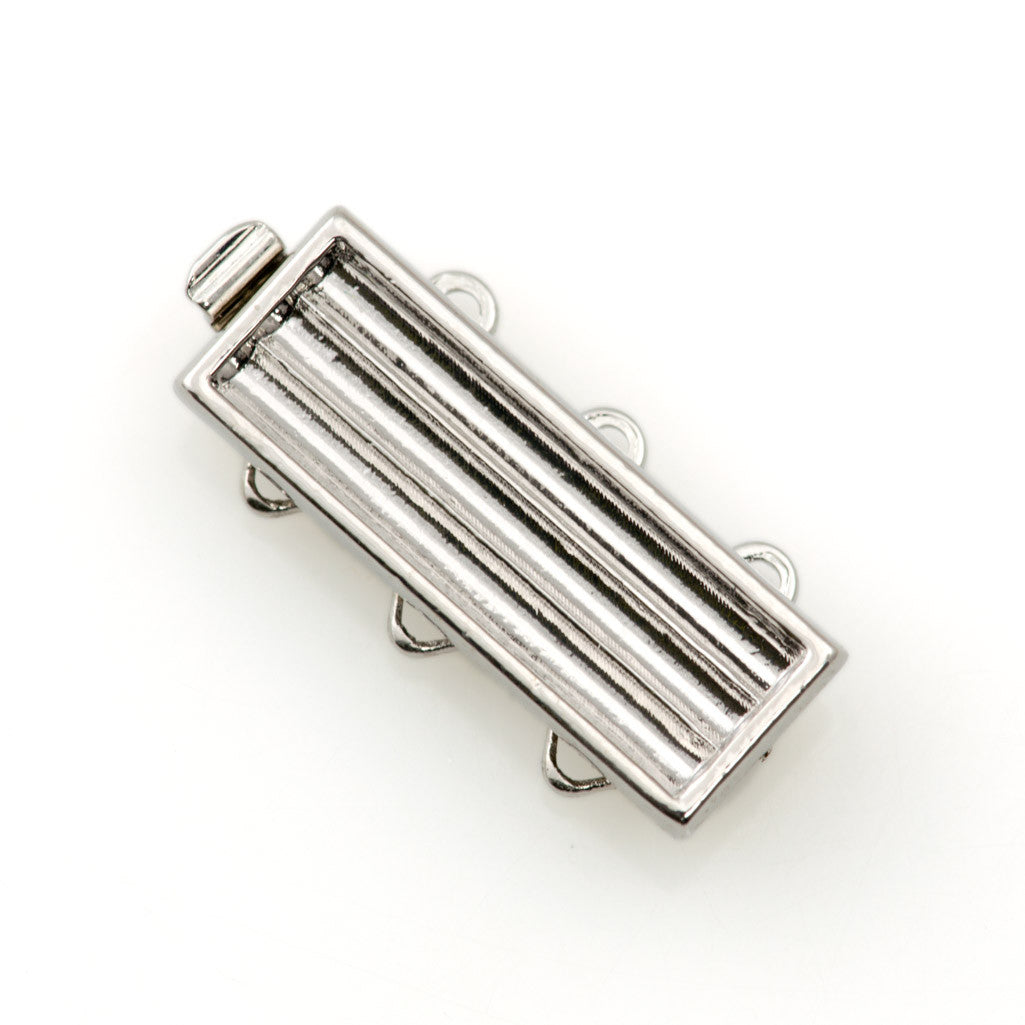 20x7mm Three Strand Delica Silver Plated Clasp