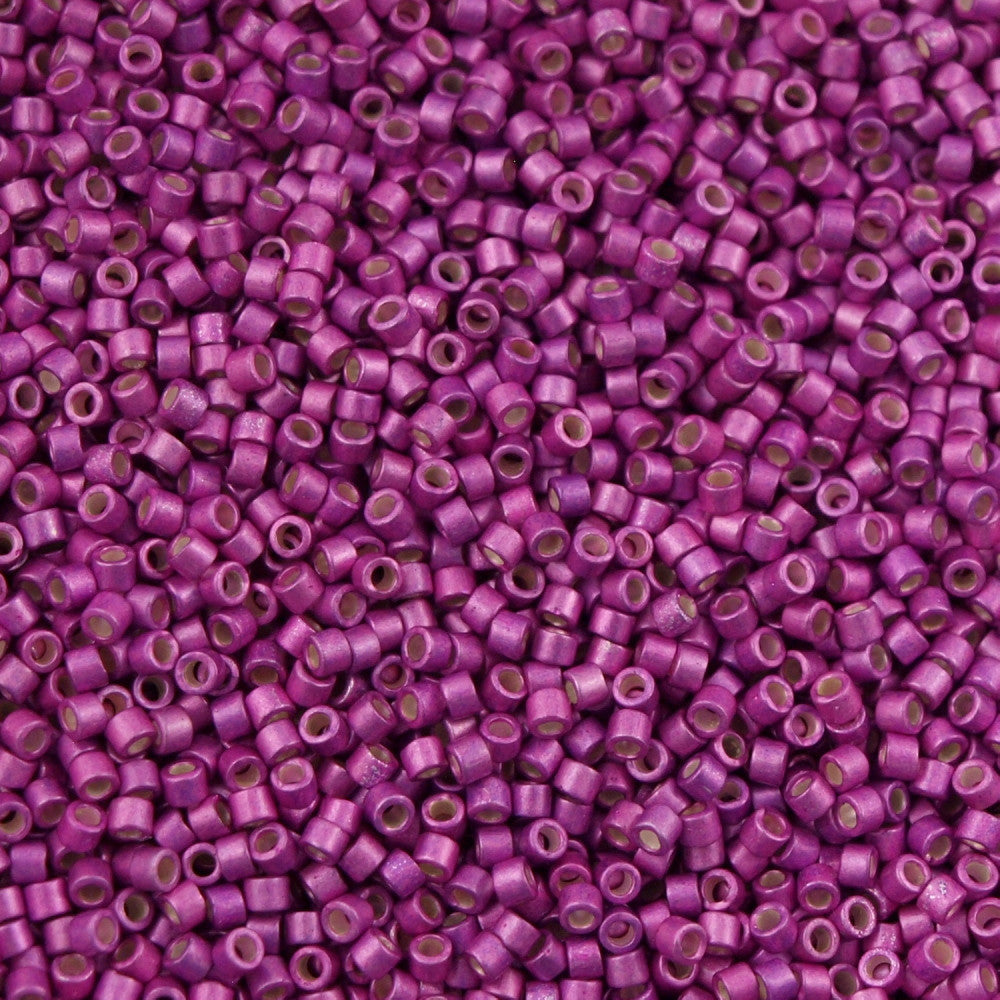 25g Miyuki Delica Seed Bead 11/0 Galvanized Semi-Matte Magenta DB1184