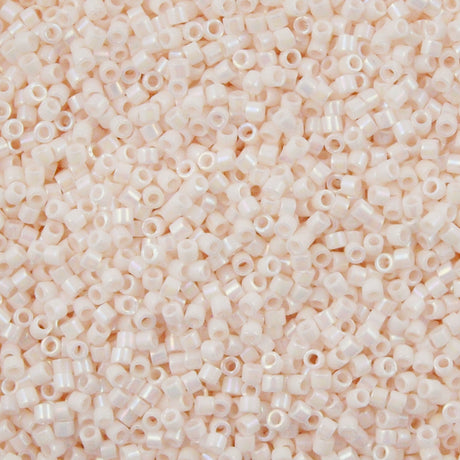 25g Miyuki Delica Seed Bead 11/0 Opaque Glazed Blushed White Luster DB1500