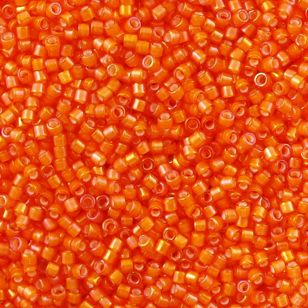 25g Miyuki Delica Seed Bead 11/0 Orange Inside Dyed Color White DB1777