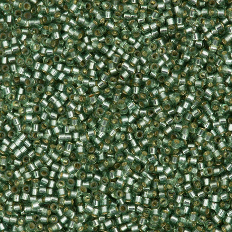 25g Miyuki Delica Seed Bead 11/0 Duracoat Dyed Silver Lined Dark Sea Foam DB2165