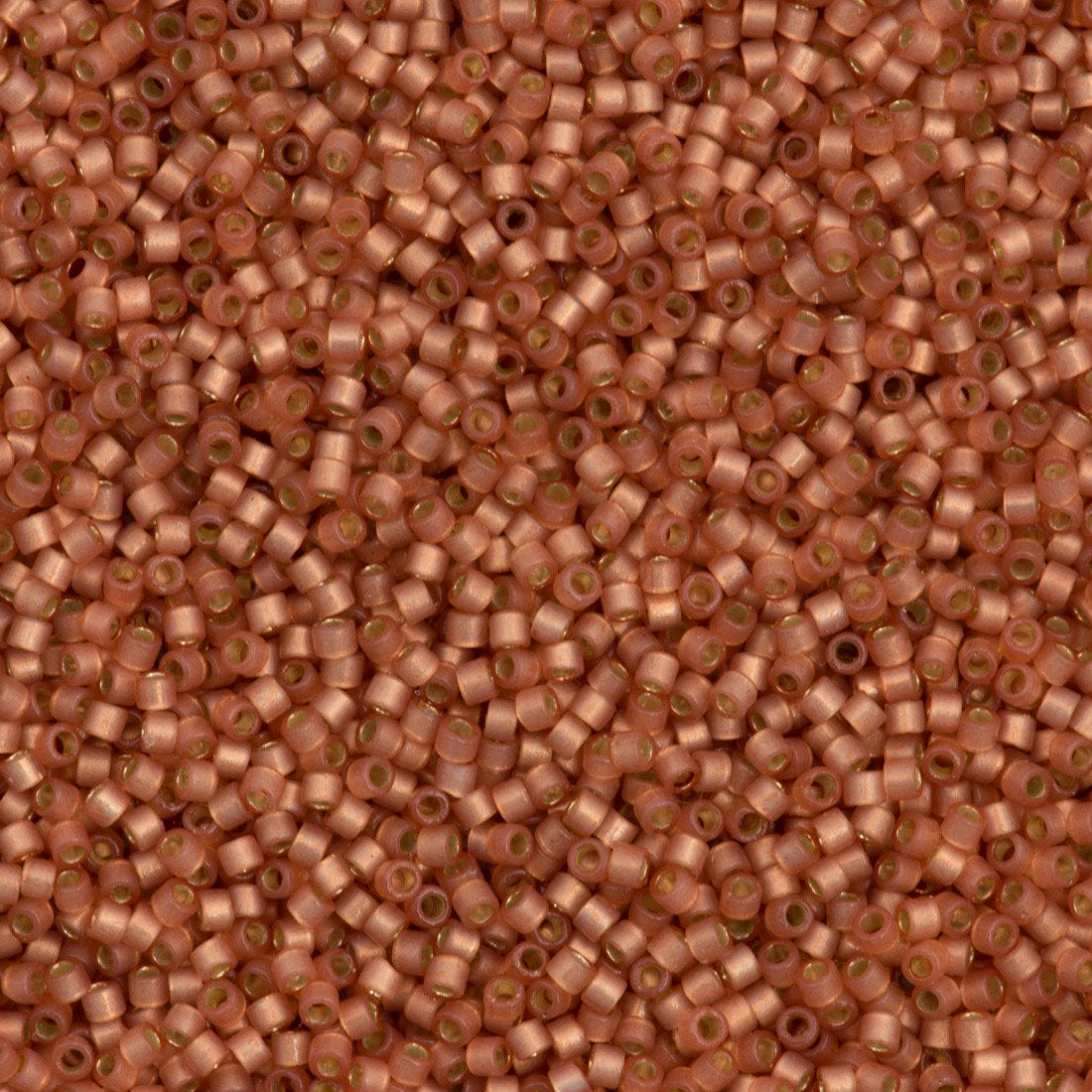 25g Miyuki Delica Seed Bead 11/0 Duracoat Dyed Semi-Matte Silver Lined Rose Copper DB2172