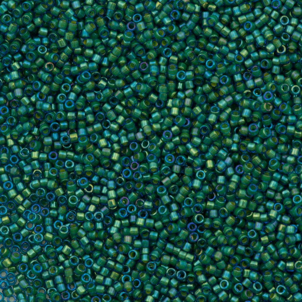 25g Miyuki Delica seed bead 11/0 Fancy Inside Dyed Aqua Green DB2381