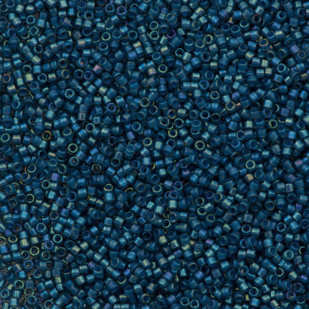 Miyuki Delica Seed Bead 11/0 Fancy Inside Dyed Teal Dark Blue 2-inch Tube DB2384