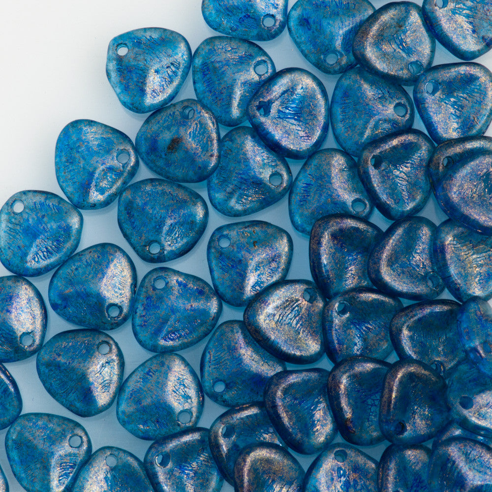 50 Czech 8x7mm Petal Halo Azurite Beads (29266)