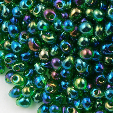 Miyuki Drop Fringe Seed Bead Transparent Green AB 10g (179)