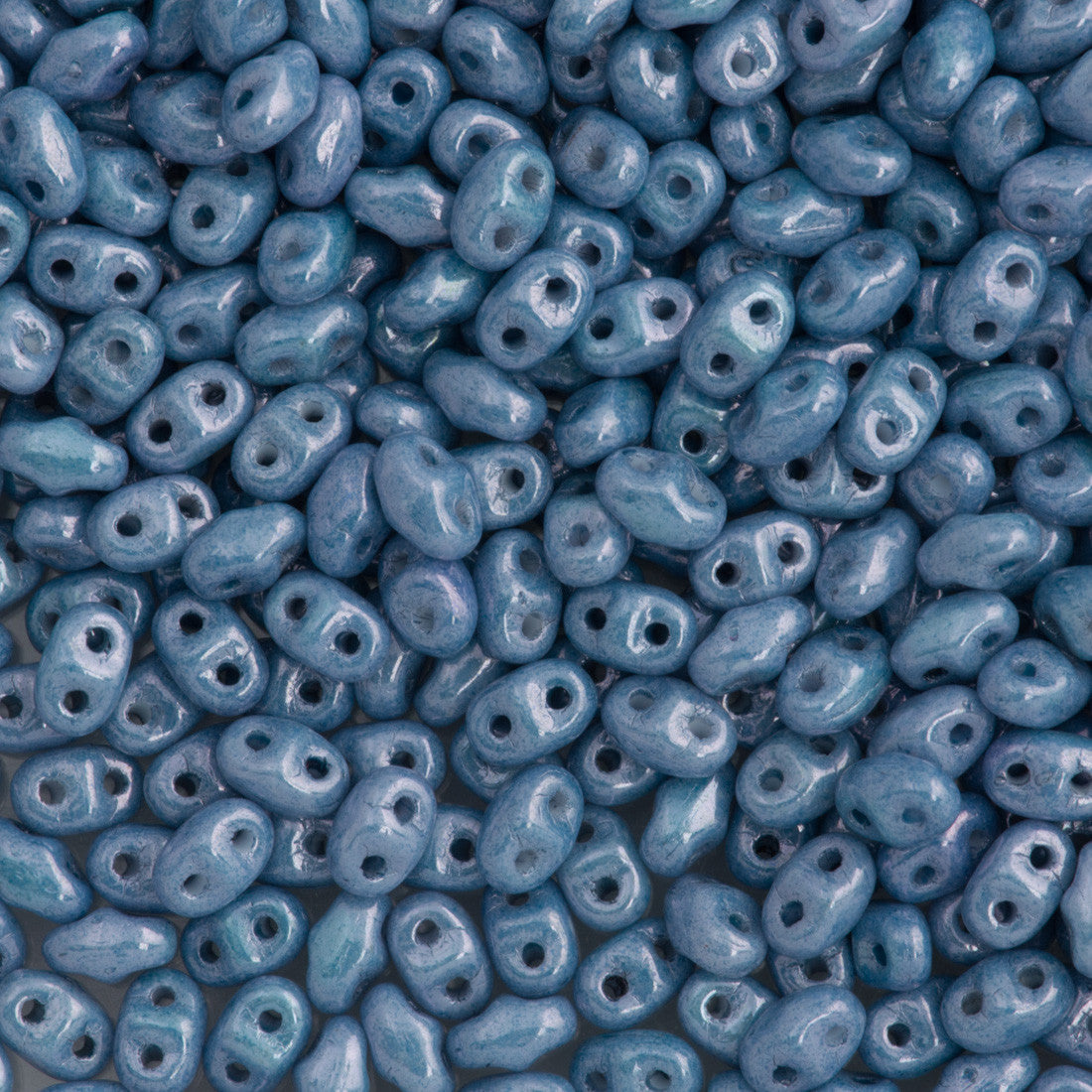 MiniDuo 2x4mm Two Hole Beads Opaque Blue Luster 8g Tube (14464P)