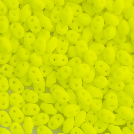 MiniDuo 2x4mm Two Hole Beads Neon Yellow 8g Tube (25121)