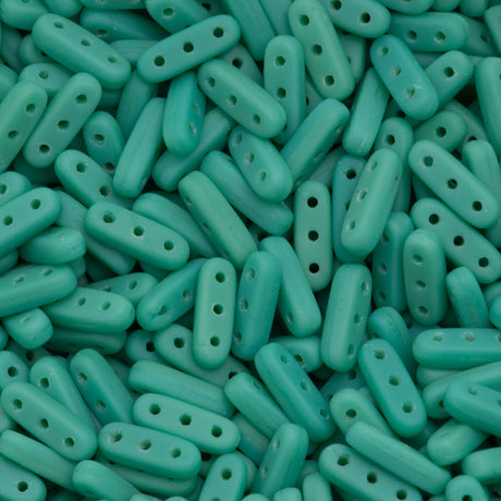 CzechMates Three Hole Beam Beads Matte Turquoise 15g (63130M)