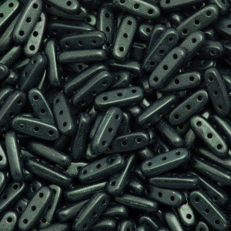 CzechMates Three Hole Beam Beads Metallic Suede Dark Forest 15g (79052)