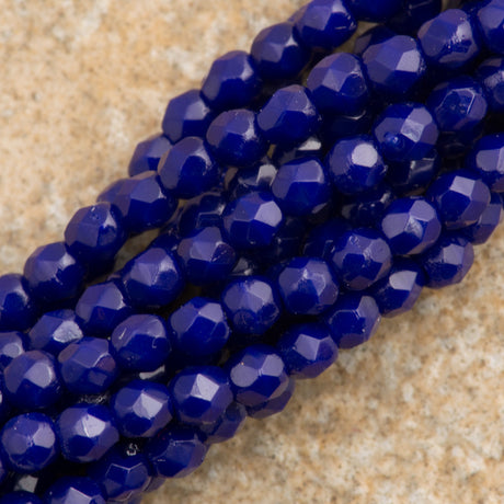 100 Czech Fire Polished 2mm Round Bead Navy Blue (33070)