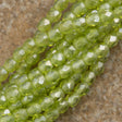 100 Czech Fire Polished 2mm Round Bead Olivine Luster (50230L)