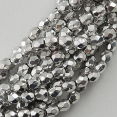 100 Czech Fire Polished 2mm Round Bead Opaque Champagne Luster