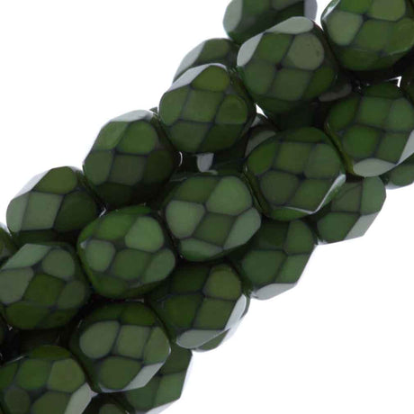 100 Czech Fire Polished 3mm Round Bead Snake Olivine (39075)