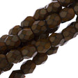 76 Czech Fire Polished 4mm Round Bead Snake Amber (39081)