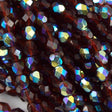 100 Czech Fire Polished 3mm Round Beads Garnet AB (90110X)