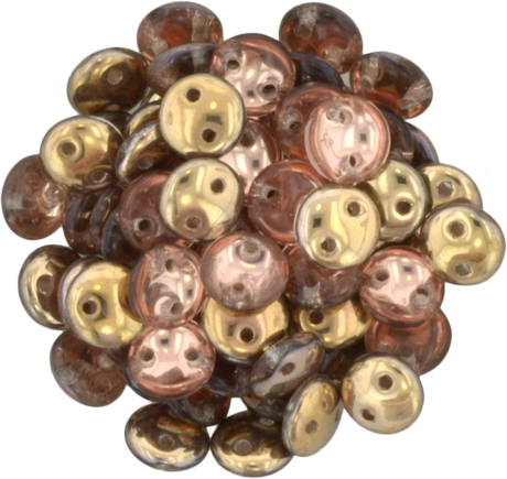 50 CzechMates 6mm Two Hole Lentil Apollo Gold Beads (27101)