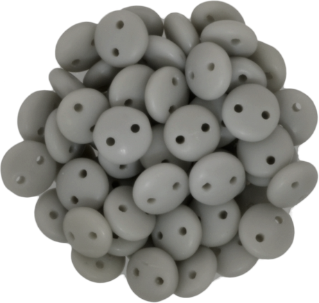 50 CzechMates 6mm Two Hole Lentil Matte Ashen Grey Beads (43020M)