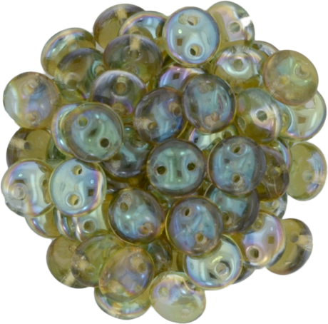 50 CzechMates 6mm Two Hole Lentil Aquamarine Celsian Beads (60010Z)