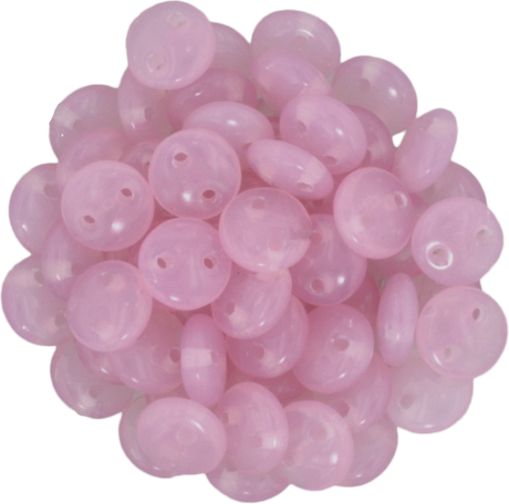 50 CzechMates 6mm Two Hole Lentil Milky Pink Beads (71010)