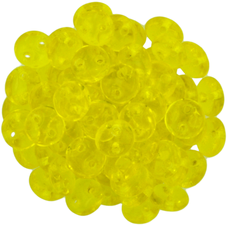 50 CzechMates 6mm Two Hole Lentil Transparent Yellow Beads (80010)