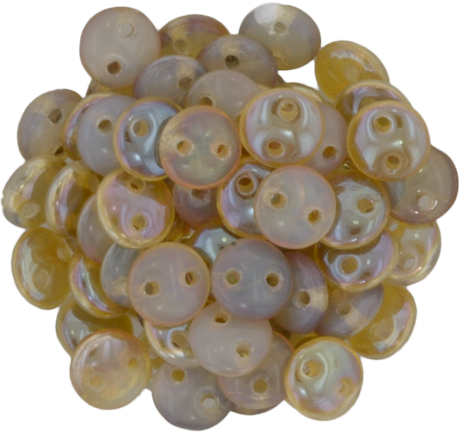 50 CzechMates 6mm Two Hole Lentil Milky Jonquil Celsian Beads (81000Z)