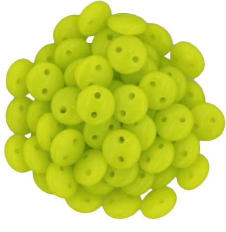 50 CzechMates 6mm Two Hole Lentil Chartreuse Beads (84020)