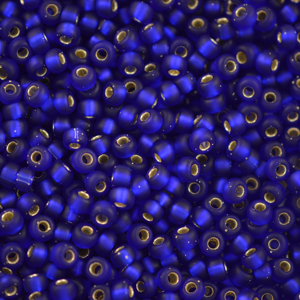 50g Miyuki Round Seed Bead 11/0 Matte Silver Lined Cobalt Blue (20F)