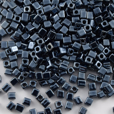 Miyuki 4mm Cube Seed Bead Metallic Gunmetal 10g (451)