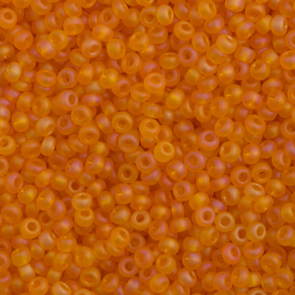 50g Czech Seed Bead 10/0 Transparent Matte Orange Peel AB (81060)